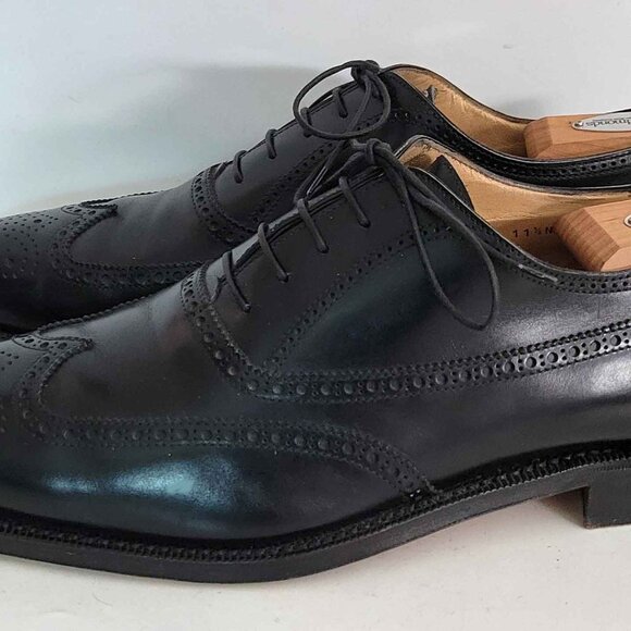 Gravati Black Leather Handmade Italian Cap Toe Wingtip Dress Shoes Size US 11.5N main image 4